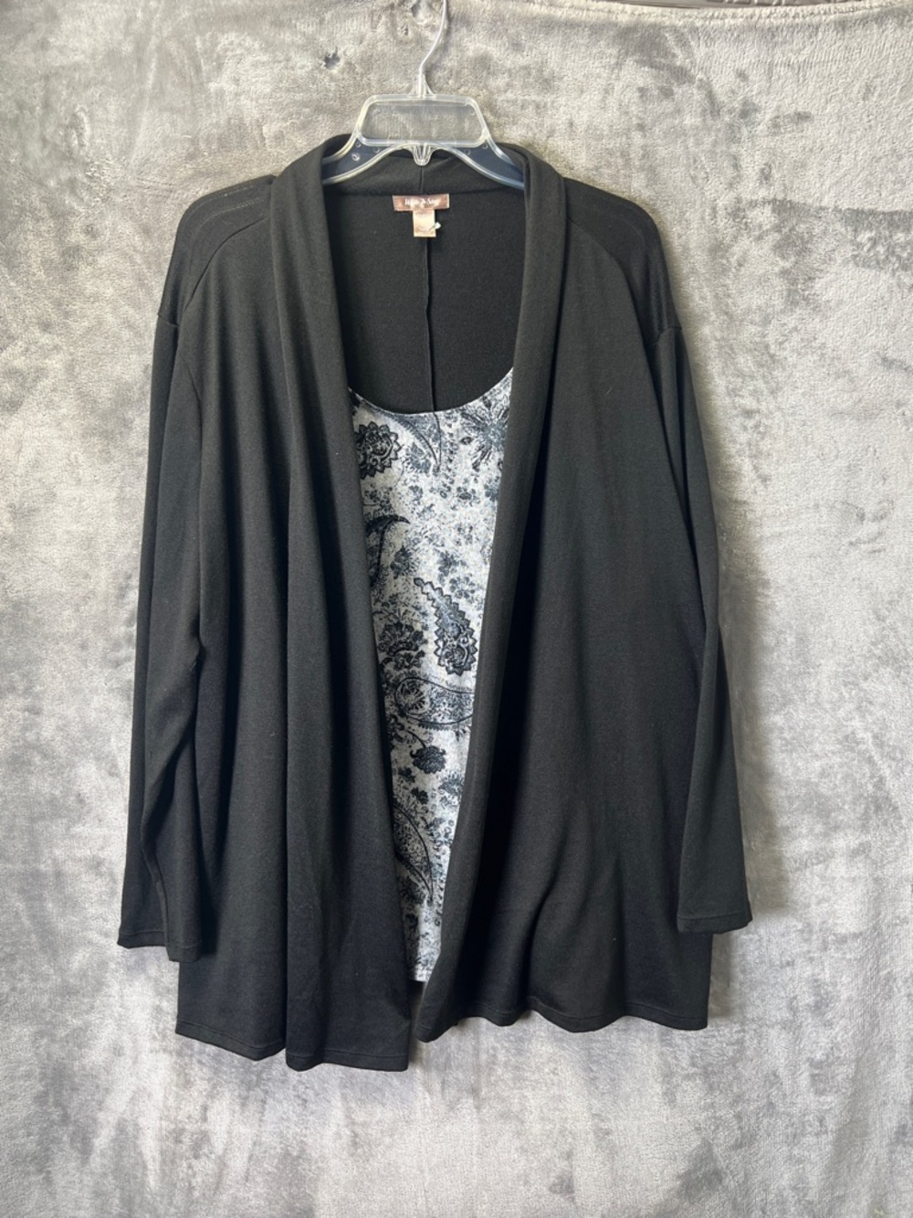 White Stag Black Knit Open-Front Cardigan